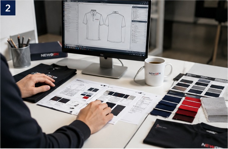NewGen CAD garment development, technical drawings and fabric swatches