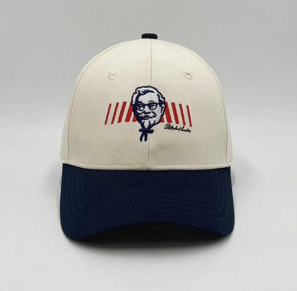 Front view of embroidered ponytail cap
