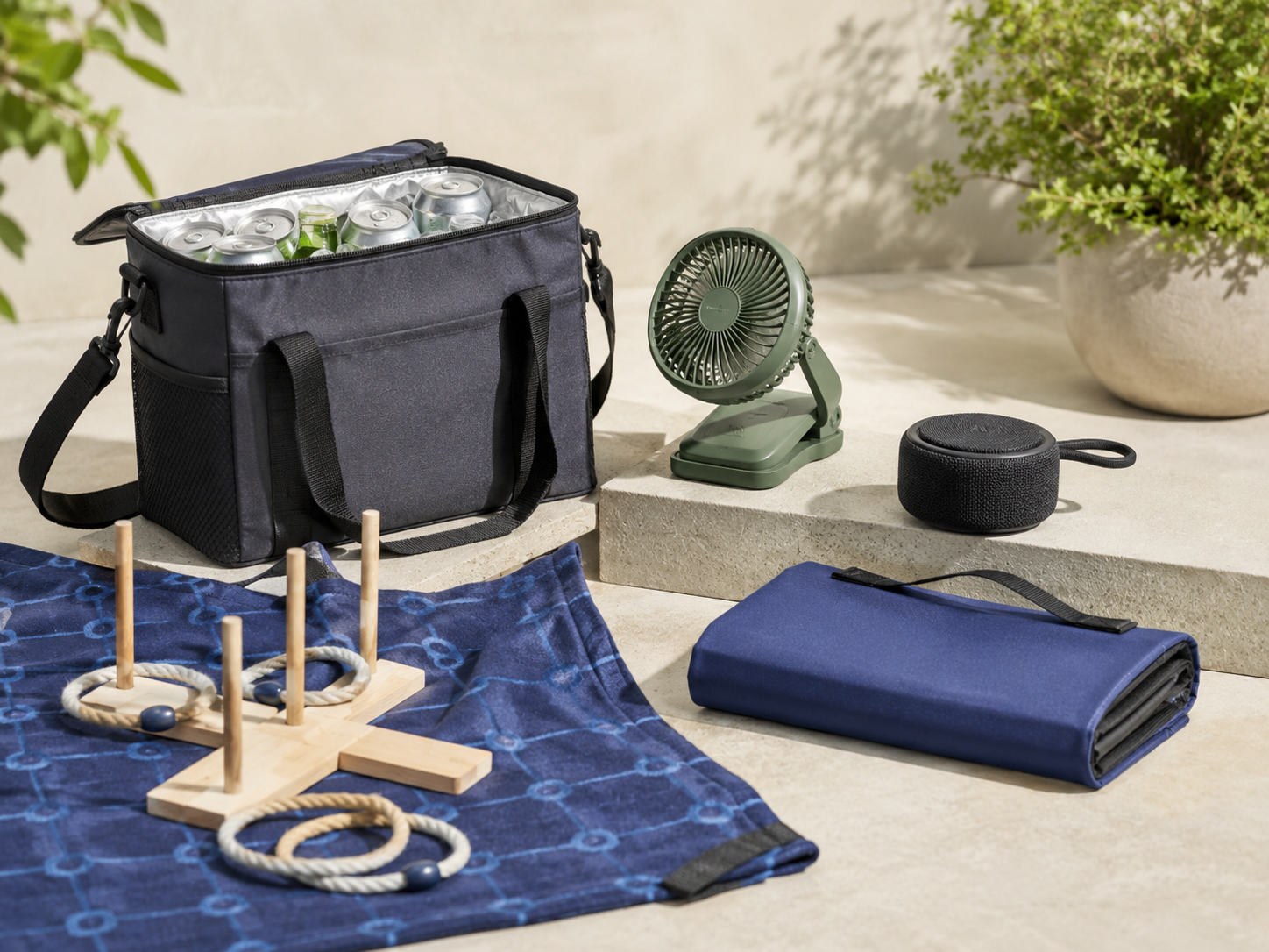 Assorted sourced promo and outdoor event items