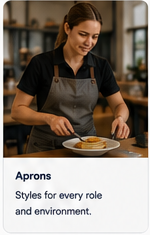 Hospitality apron in use